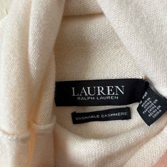 NWT-Lauren Ralph Lauren Washable Cashmere Cream Turtleneck Sleeveless XS - Picture 5 of 5